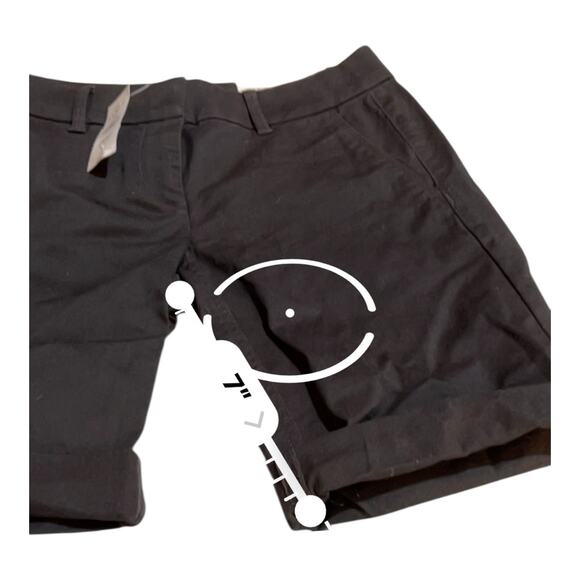 LOFT Womens Bermuda Roll Shorts Size 00P Black Flat Front Mid Rise Zip Fly NWT - Picture 9 of 9